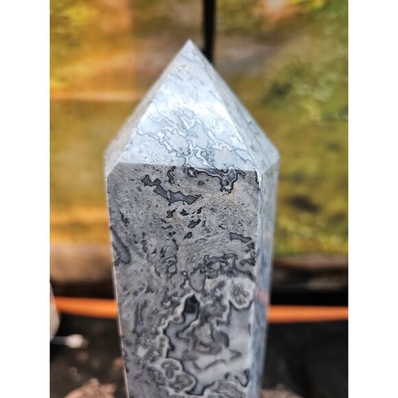 7.05lb 12in Tall Crazy Lace Jasper Crystal Point Tower Healing - Picture 4 of 13